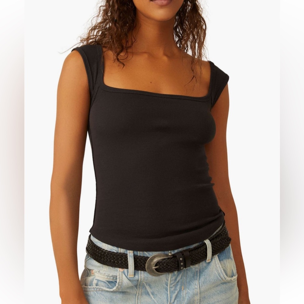 Free People NWT Hummingbird Stretch Ribbed Cotton Top